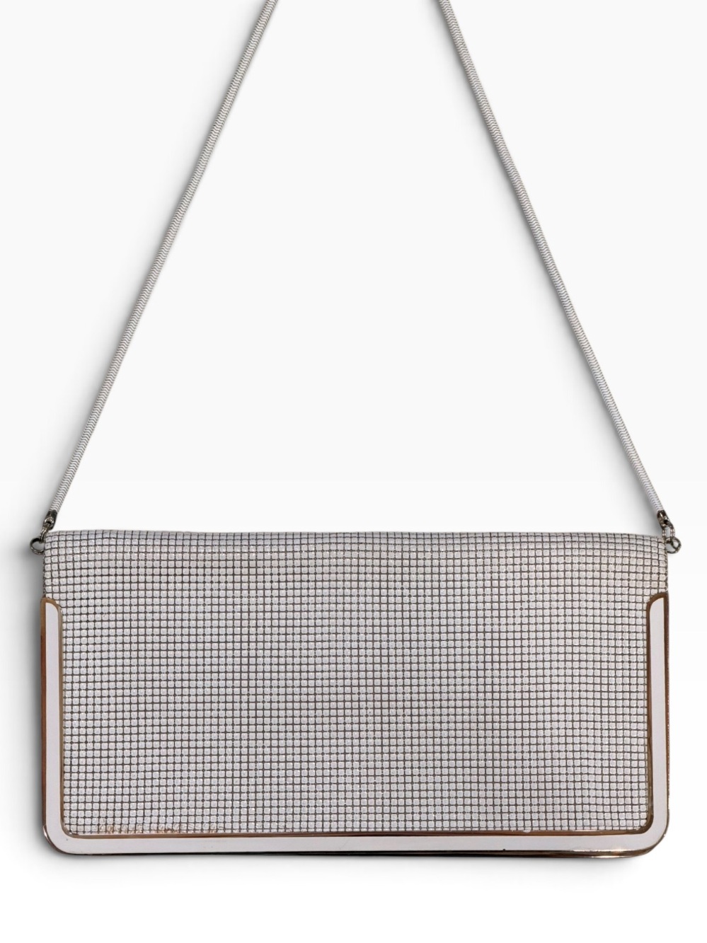 Vintage Glomesh White Tiles Silver Mesh Convertible Clutch / Shoulder Bag - Picture 2 of 13